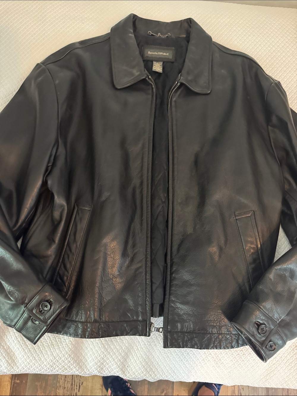 Banana Republic Black Leather Bomber Jacket vintage